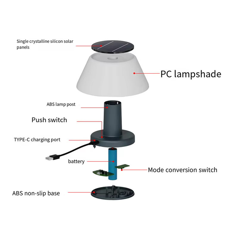 Lampe de table solaire d'extérieur étanche