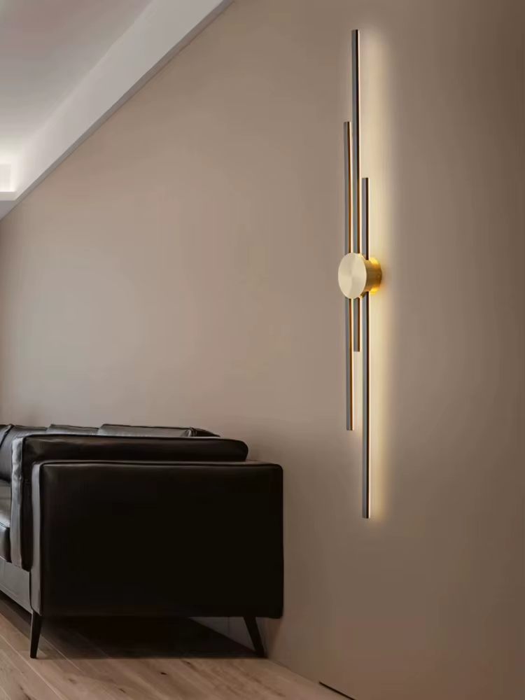 Applique murale longue moderne de luxe minimaliste noir et or lumières créatives chambre lampe de chevet allée TV fond décoration maison