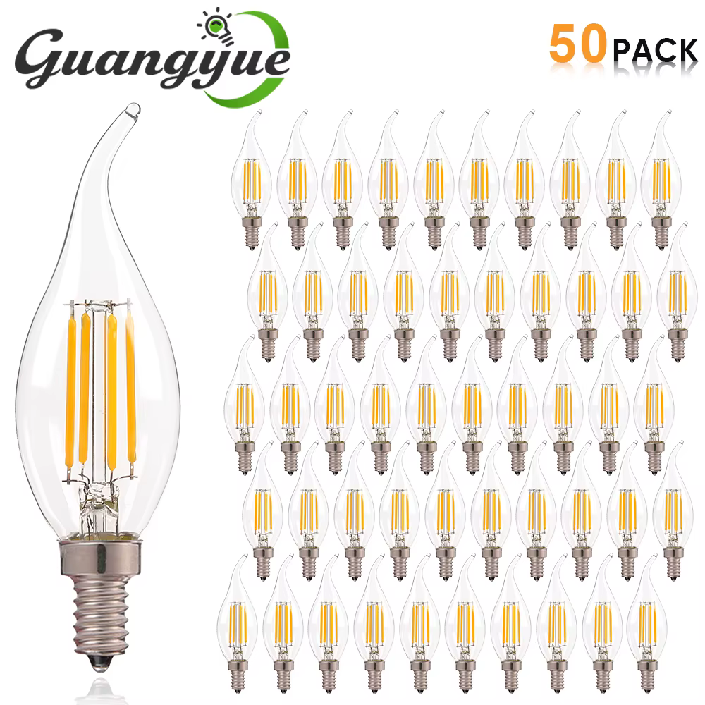 E12 E14 LED lustre ampoule 60W équivalent rétro candélabre ampoules 6000K 2700K blanc chaud 480LM lampes d'éclairage en verre clair