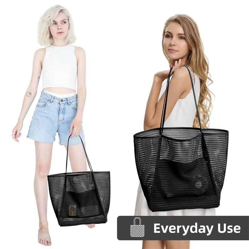 Nouveau modèle de sac de plage grande capacité pour femme - Sac à bandoulière en polyester tissé durable avec ouverture supérieure pour les voyages et le shopping