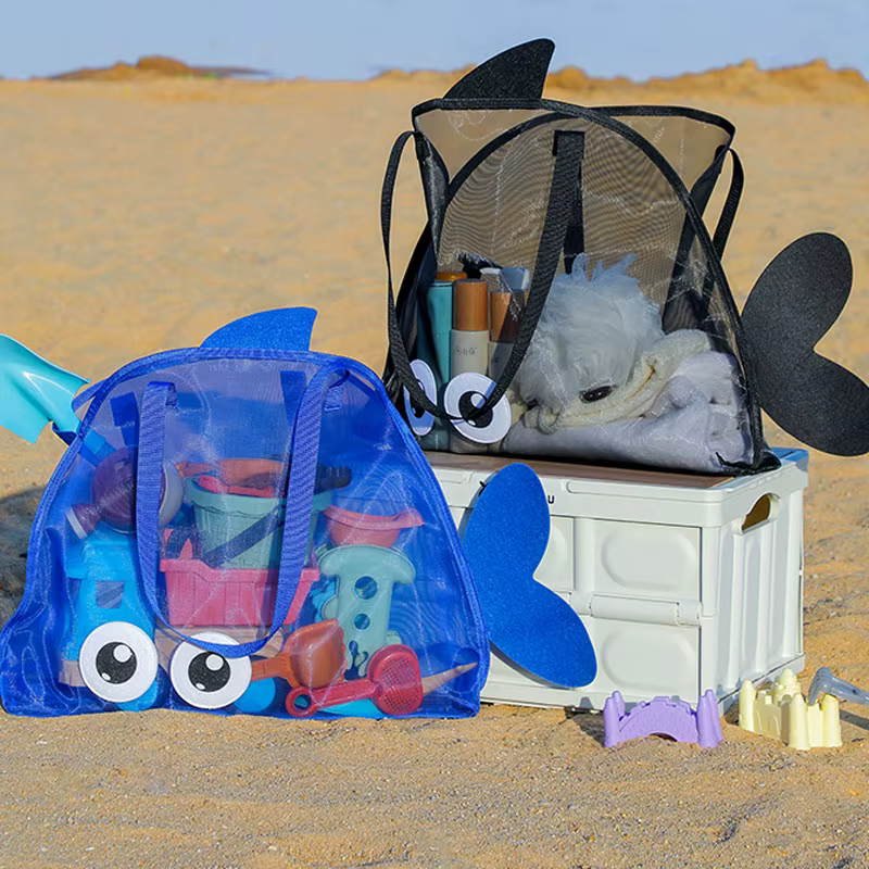 Nouveau sac de plage d'été pour enfants, sac de rangement pour jouets de dessin animé, sac de rangement pour maillots de bain, trousse de toilette portable à grands yeux