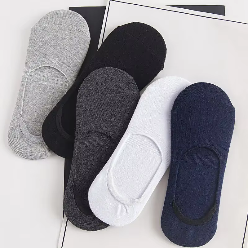 5 paires de chaussettes bateau en coton pour hommes, antidérapantes, en Silicone, invisibles, respirantes, pantoufles de cheville, chaussettes de sport, été et automne