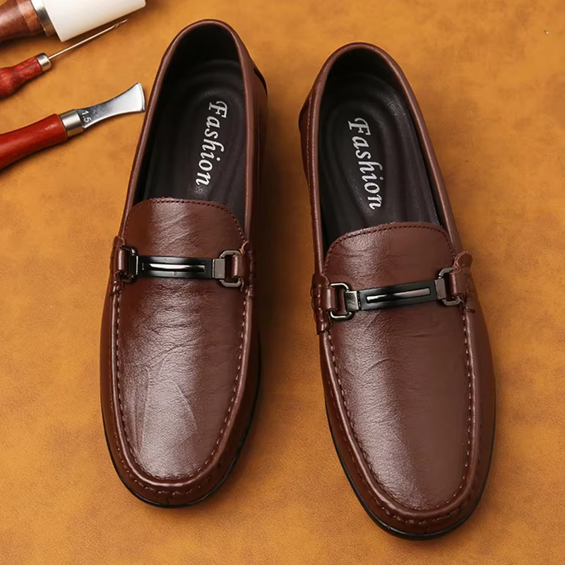 Mocassins d'été de marque de luxe en cuir véritable pour hommes