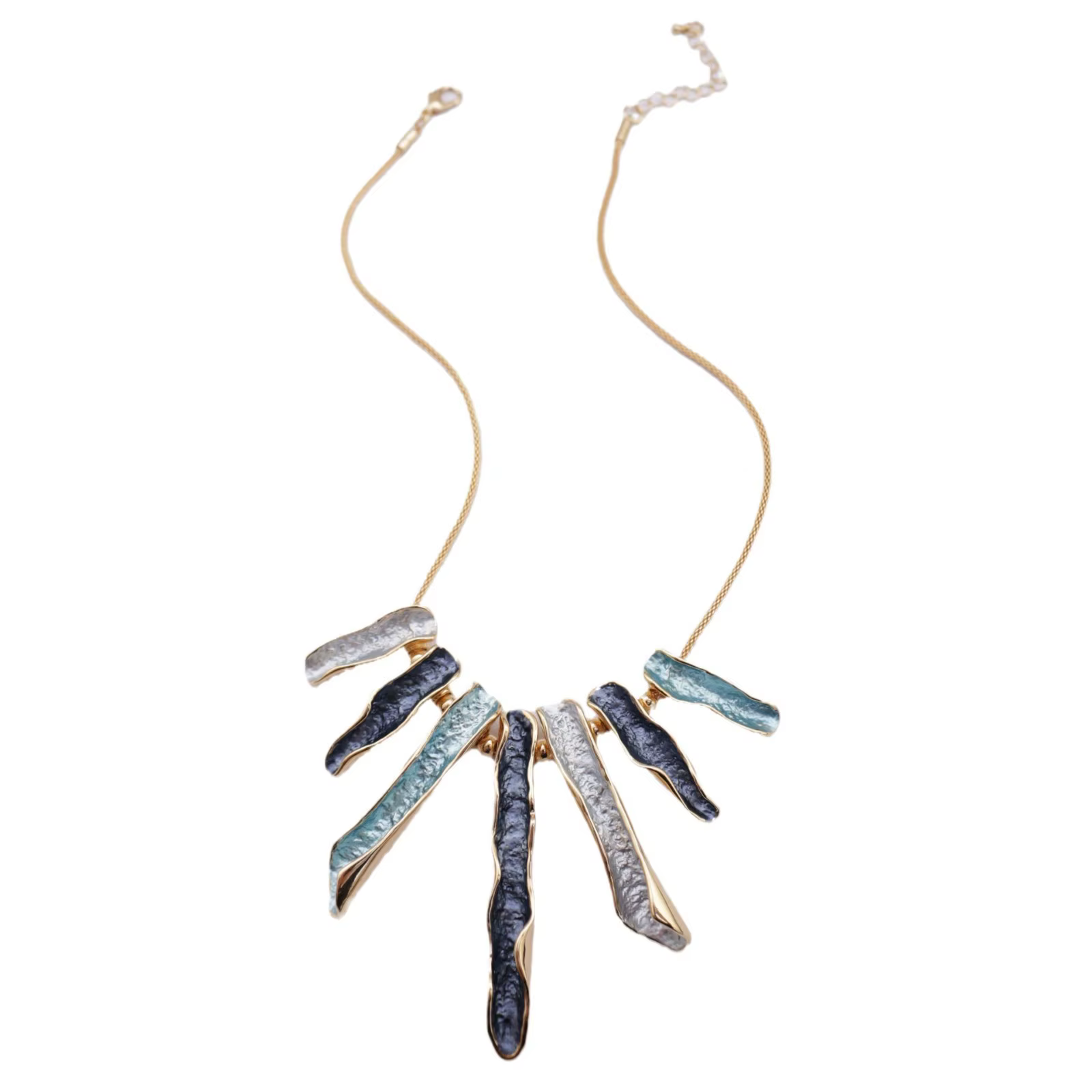 Nouveaux accessoires de bijouterie DIY : ensemble boucles d'oreilles clous et collier à lignes géométriques en émail coloré, chaîne de cou haut de gamme exagérée pour femme