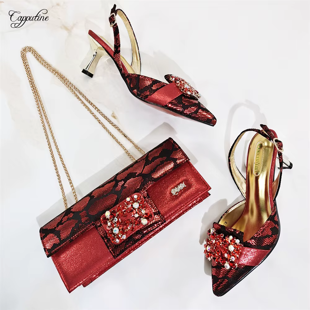 Rose femmes chaussures et Sac ensemble mode dame africaine pompes Match avec sac à main pochette talons hauts Sandales