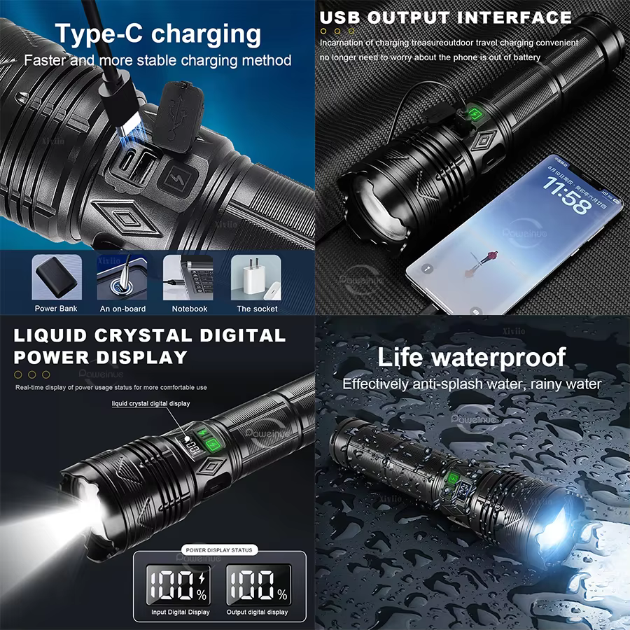 Lampe de poche LED la plus puissante 99000000LM Super lumineuse 1500W