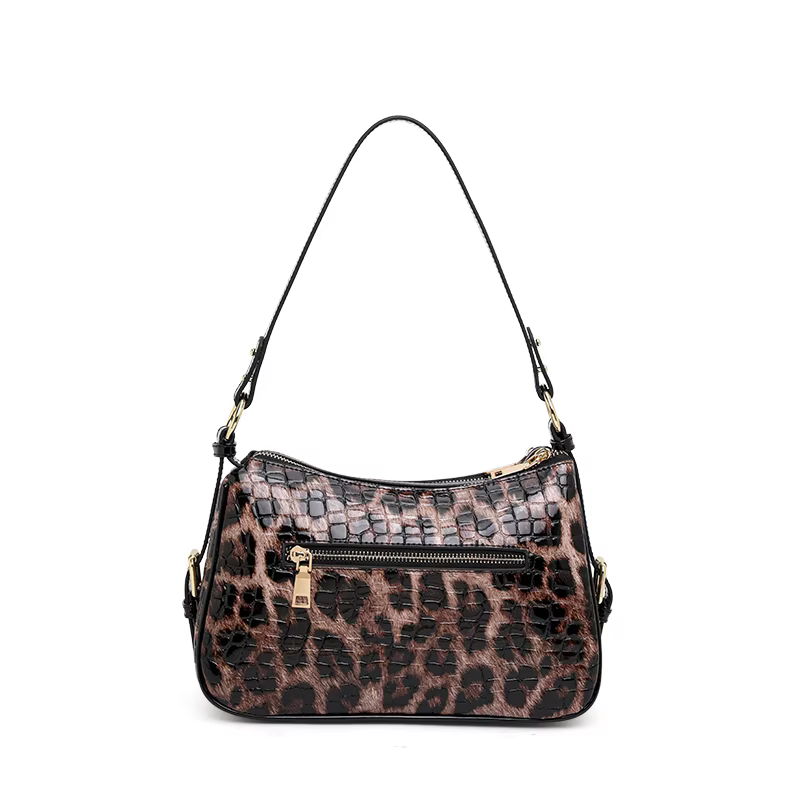 Sac Hobo en cuir verni motif léopard vintage pour femme