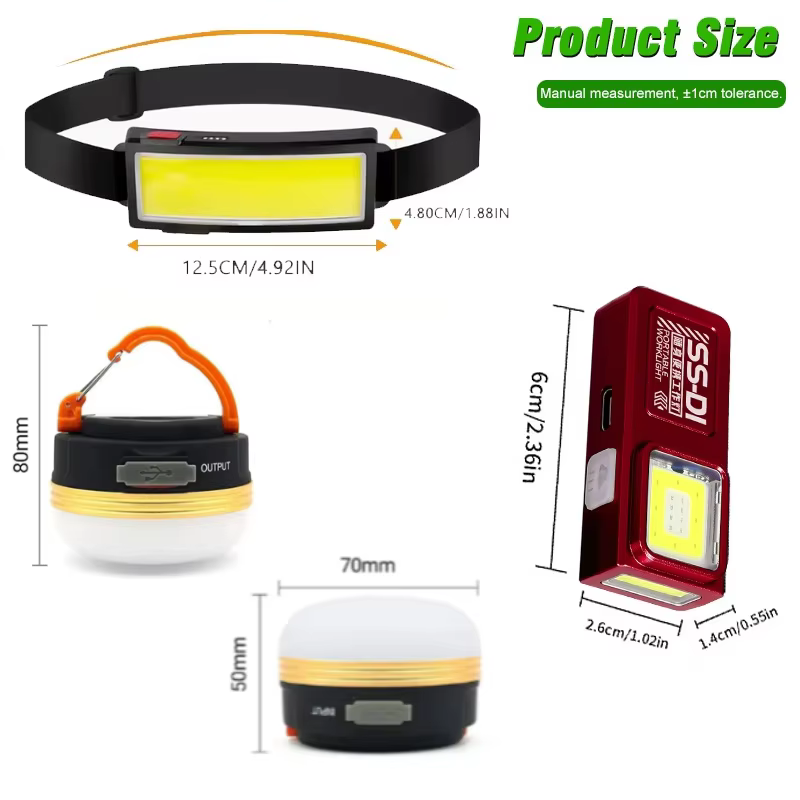 Lampe frontale COB portable rechargeable