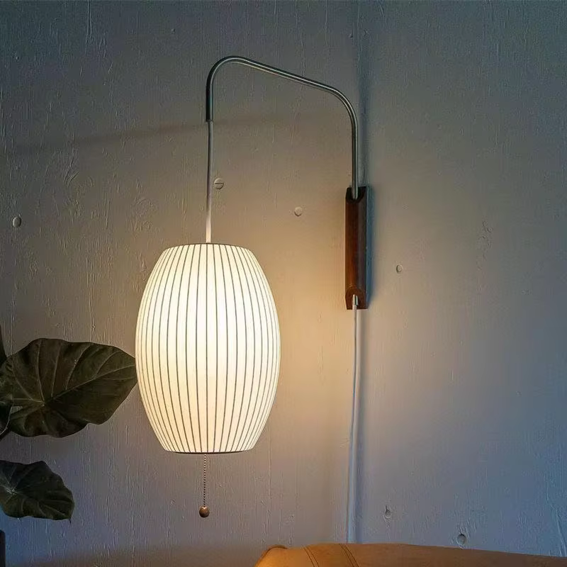 Nelson bulle applique E27 japonais soie applique pour salon décoratif mur étude allée chambre lampe de chevet