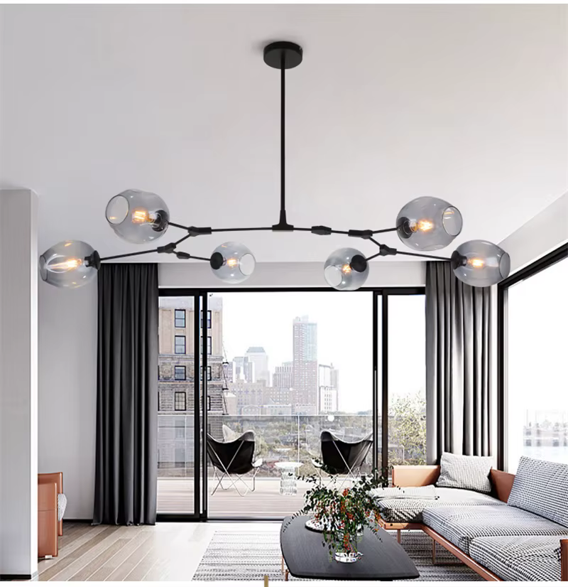 Lustre nordique lustres en verre moderne LED molécule plafond lampes suspendues salon salle à manger décor à la maison suspendus luminaires de cuisine