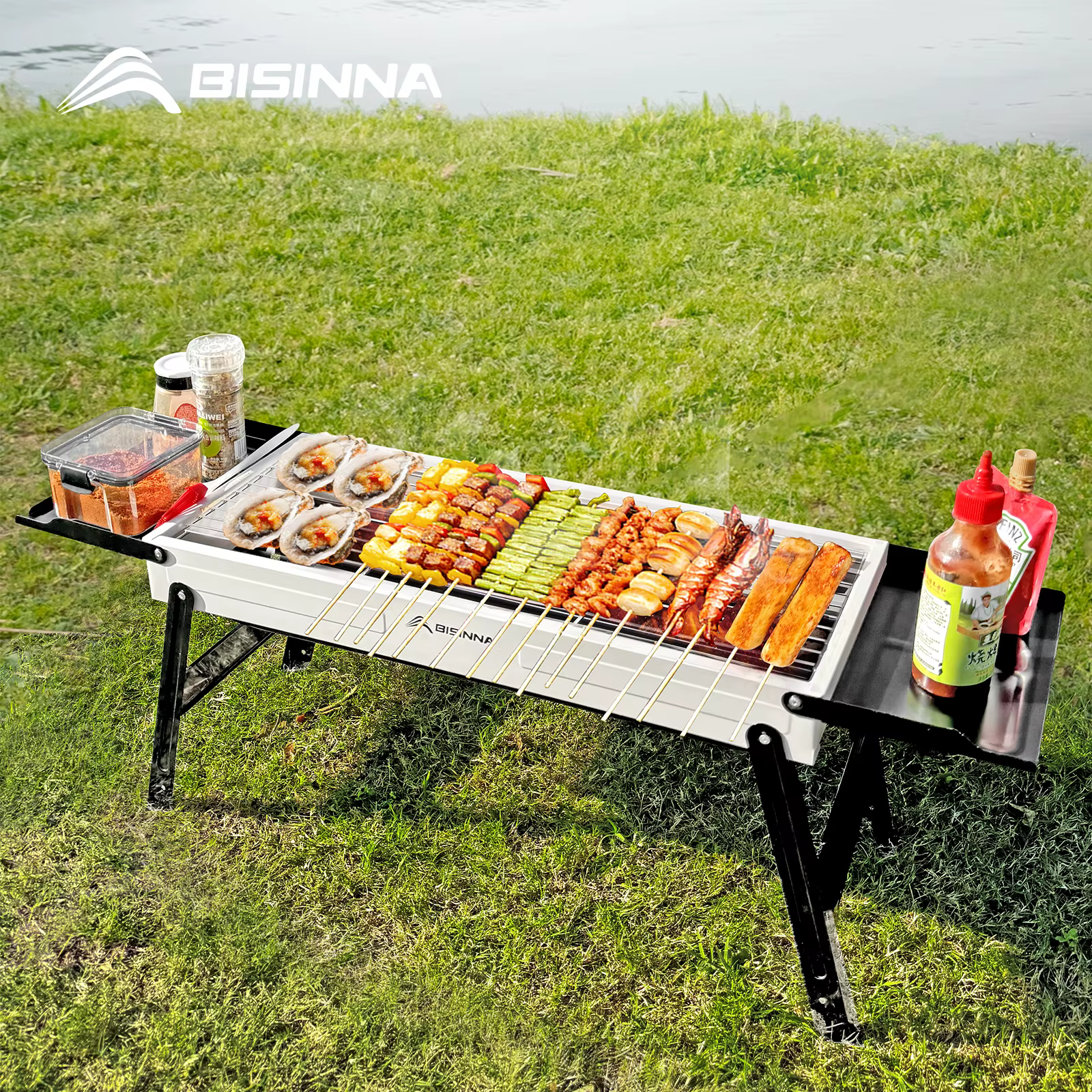 BISINNA Barbecue extérieur Grill Portable pliant poêle à charbon de bois Camping brûleur brasero pour voyage pique-nique