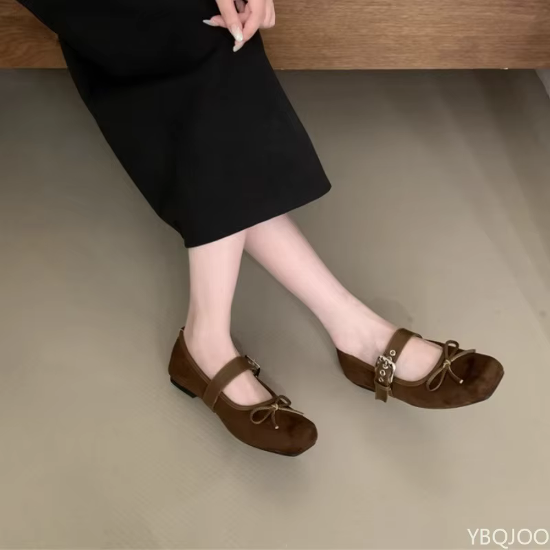 Nouvelles Chaussures Plates de Luxe pour Femmes à Bout Carré