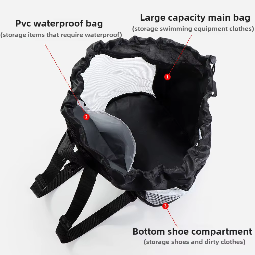Sac à dos en maille pour natation sèche et humide