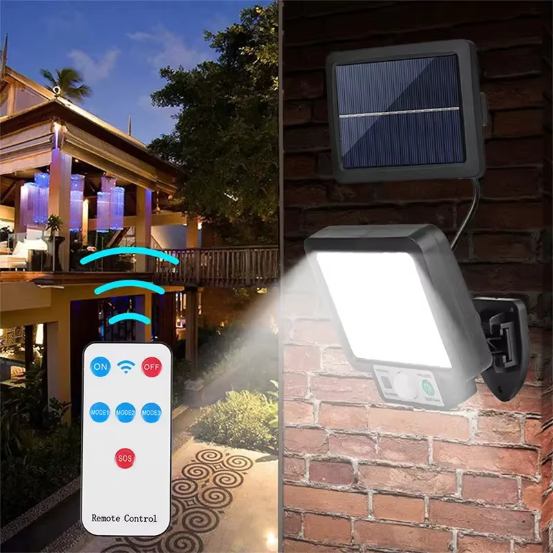 Lampes à détecteur de mouvement, éclairage de rue de jardin, lampe solaire LED, lampe murale solaire séparée, 3 modes, étanche, pour garage, éclairage mural de sécurité