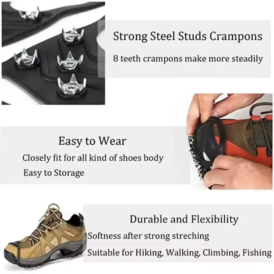 1 Paire de crampons à 8 dents pour chaussures de neige