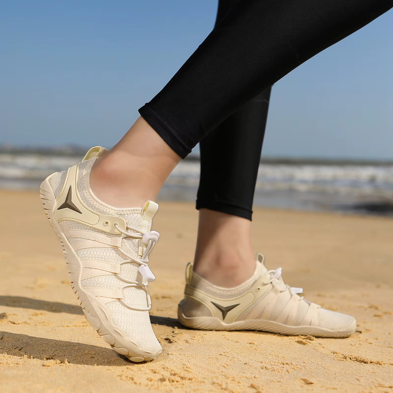 Chaussures de wading beige unisexe antidérapantes à séchage rapide pour la randonnée aquatique