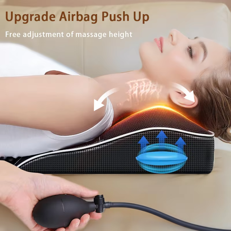 Oreiller Cervical électrique pour le cou, Airbag, Ttraction Shiatsu, masseur de tête, corps, dos, taille, voiture avec chauffage, Massage vibrant