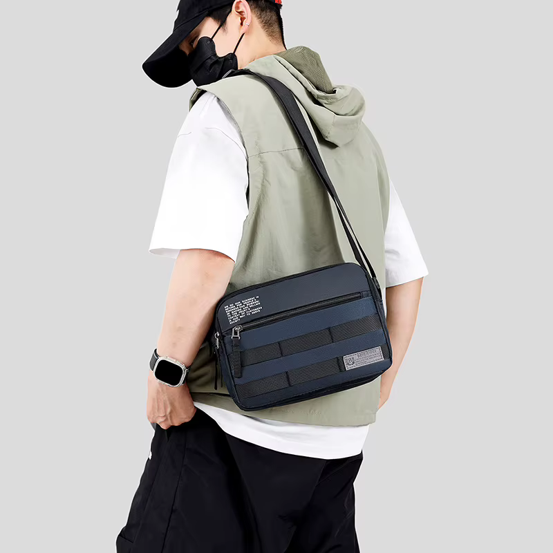 Sac à bandoulière pour homme en nylon imperméable, sac messager professionnel multi-compartiments, sac fourre-tout pour le travail, les voyages, les trajets quotidiens, style urbain