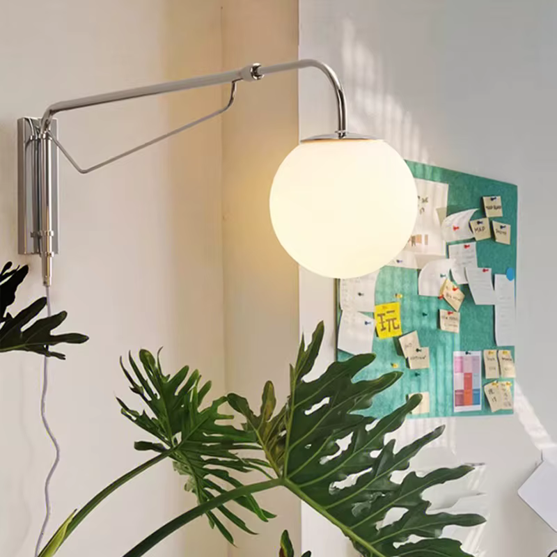Lampes murales modernes à bras oscillant à Long poteau chromé, lampe à bras Long rétractable rotative, minimaliste, pour chambre à coucher, salon, E27