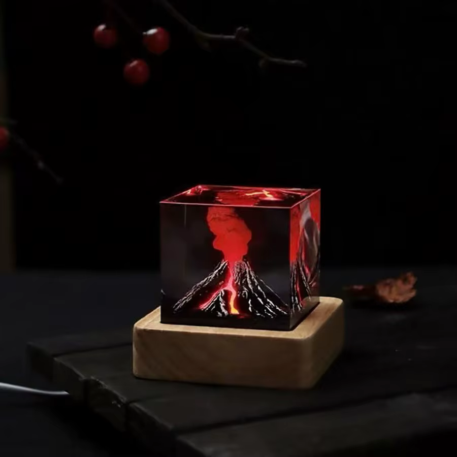 Lampe Volcan Rechargeable en Résine 3D