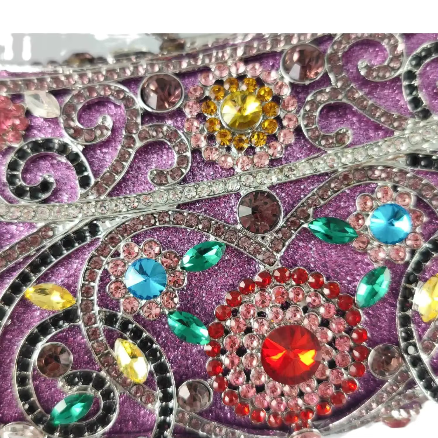 Boutique De FGG coloré violet femmes fleur pochette soirée sacs à main fête dîner cristal pochettes mariée mariage sac à main sac