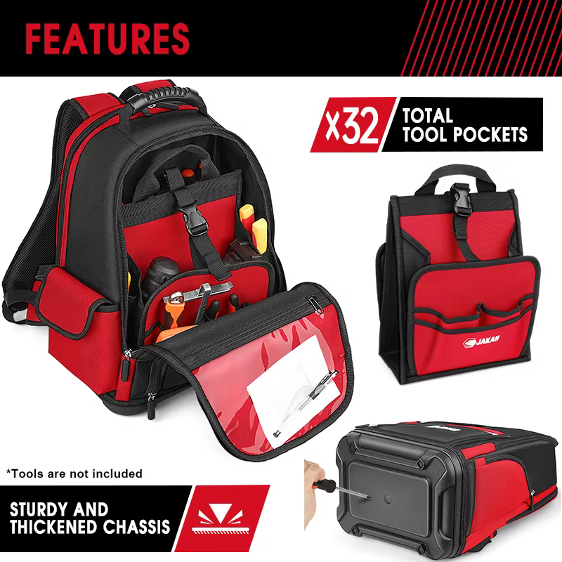 Sac à dos pour ordinateur portable Jakah, sac à outils, sac à dos pour outils technologiques extra-large Tradesman Pro avec fond moulé