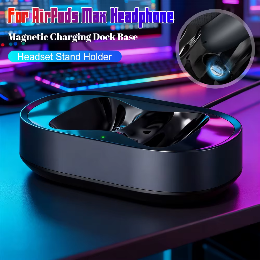 Support de charge pour écouteurs compatible avec AirPods Max, station de charge USB-C pour casque avec double connecteur, accessoires pour écouteurs