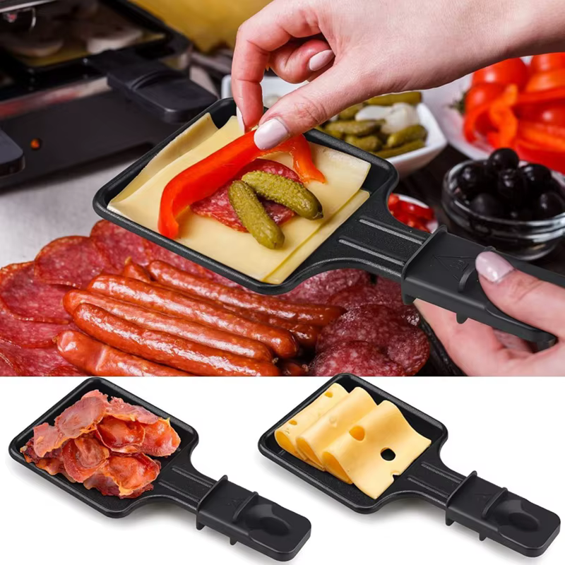 AS94-poêles à Raclette antiadhésives, Mini Raclette carrée, Compatible avec la Machine à Raclette Tefal, conception ergonomique et facile à nettoyer