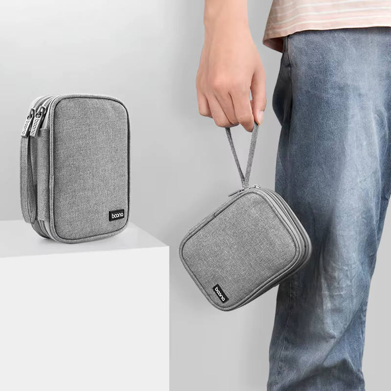 Étui pour double disque dur, double couche, sac de transport pour disque externe de 2,5 pouces, pour organiser les disques durs et les accessoires électroniques