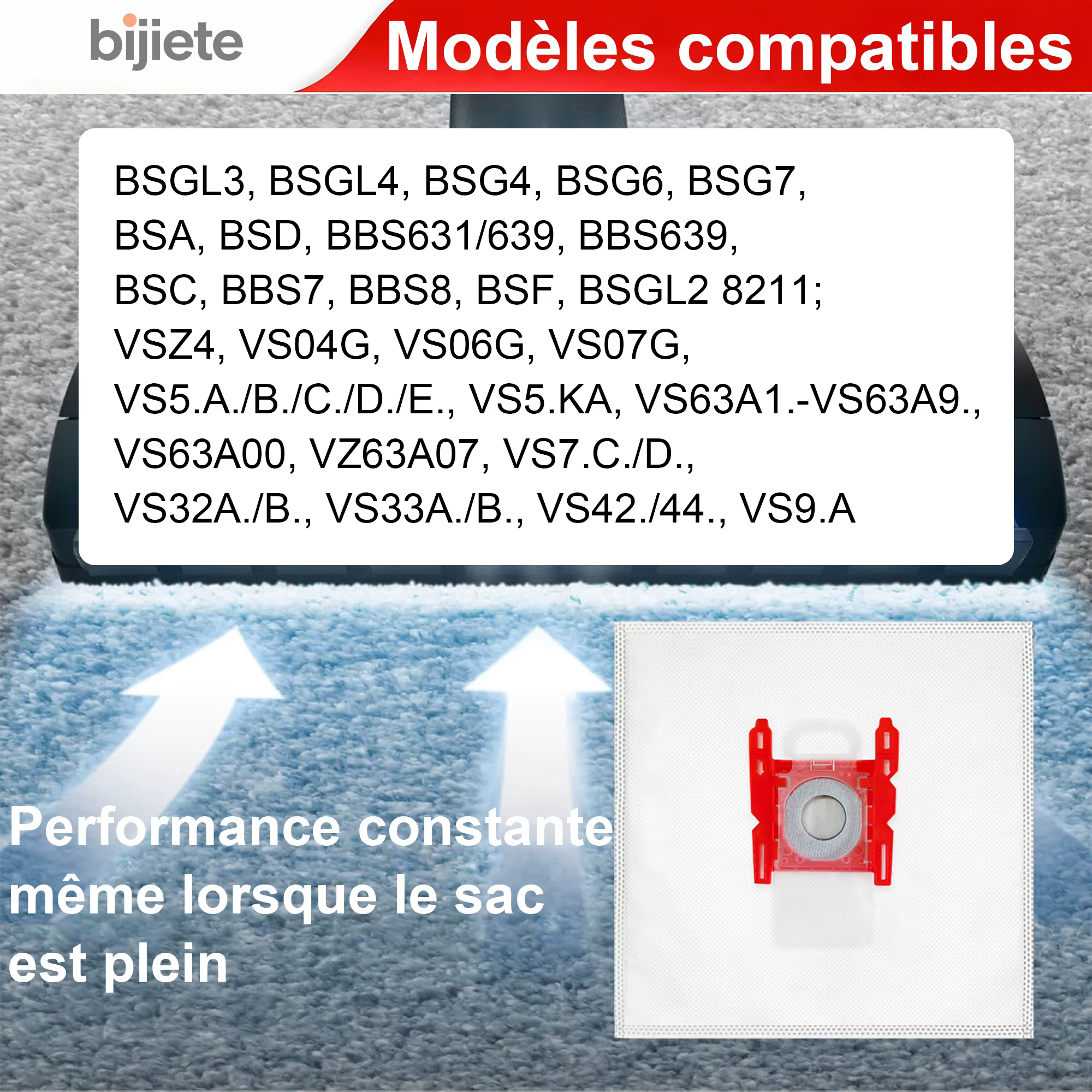 Sacs PowerProtect pour aspirateur Bosch Type G, BBZ41FGALL [Classe énergétique B], sacs d'aspirateur pour Bosch Type G
