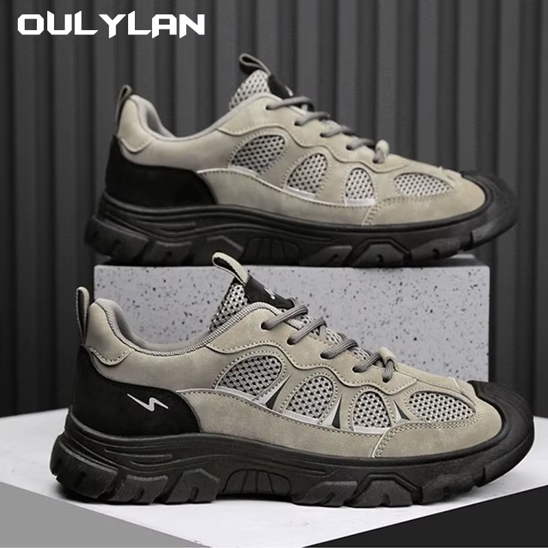 Oulylan nouveaux hommes à semelles souples respirant maille chaussures de sport chantier de Construction confortable