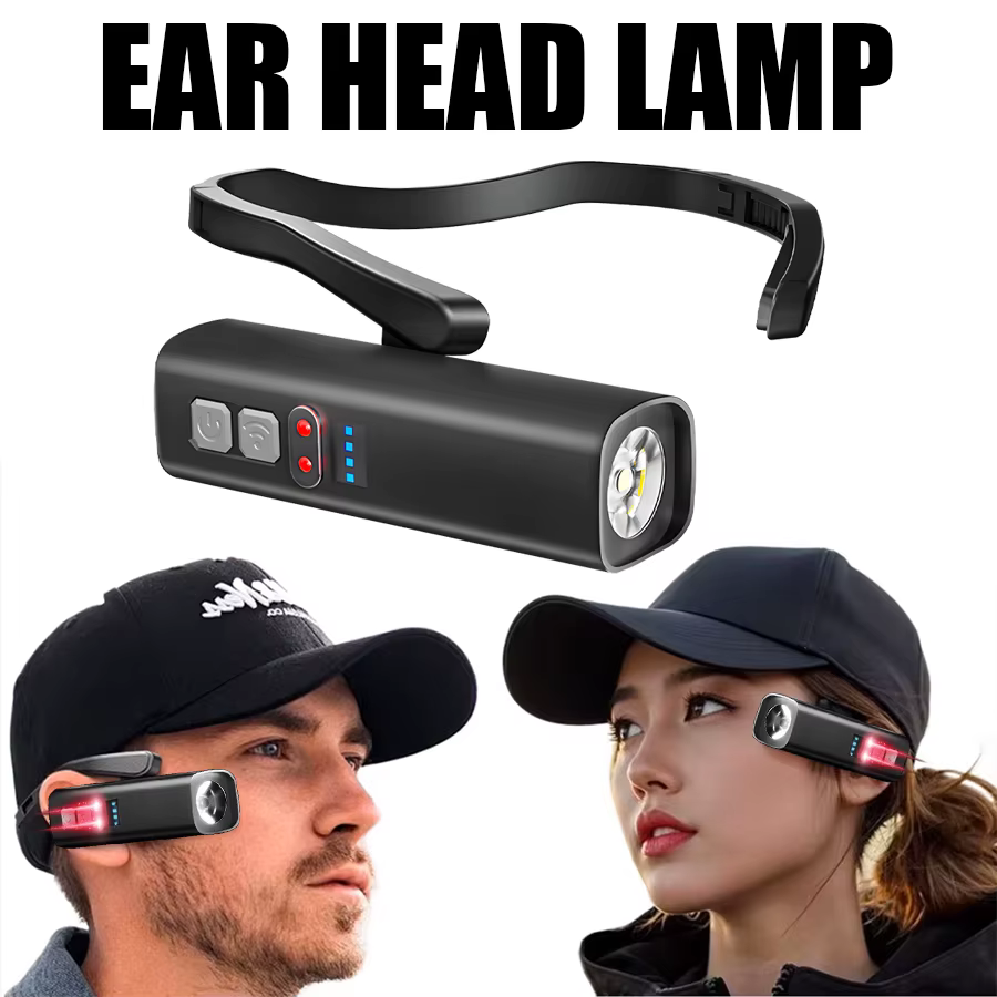 Lampe frontale de course avec pince d'oreille