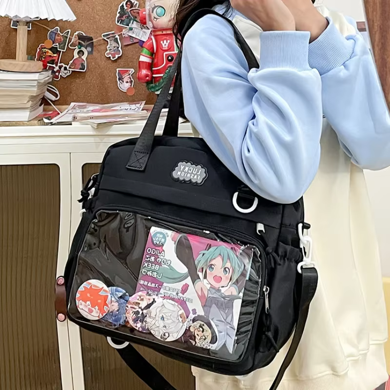 Sac à bandoulière Style Preppy japonais Y2K, nouveaux sacs d'école en Nylon pour adolescentes, sacs à dos Itabag transparents, sac Ita