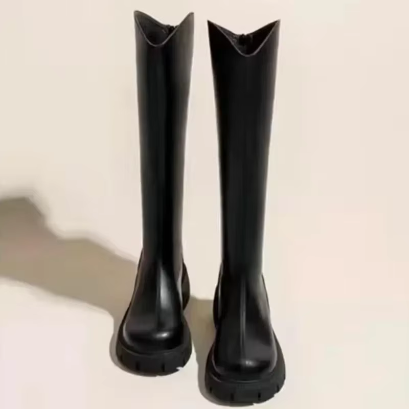 Hiver 2025 automne plate-forme bottes longues pour femmes imperméable grande taille chaud qualité Pu tendance nouveau genou haute arbre chaussures femme