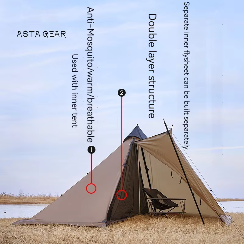 ASTA GEAR Fk 4 La tente ultralégère pyramide de camping peut brûler le bois de chauffage