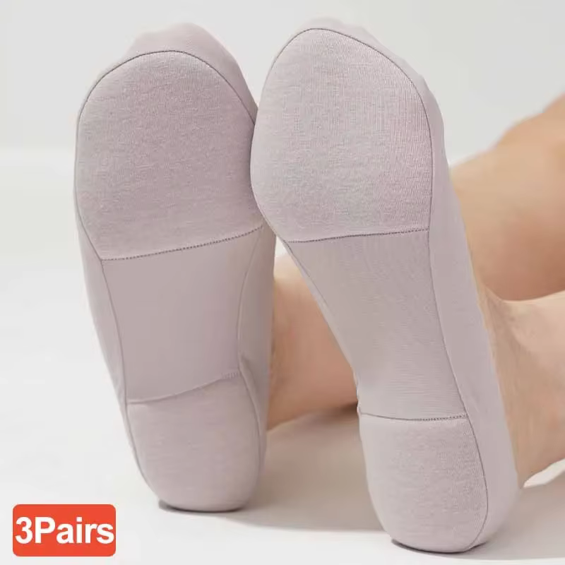3 paires de chaussettes bateau invisibles antidérapantes pour femmes, Support de voûte plantaire, éponge douce, soulagement de la pression absorbant les chocs, semelles intérieures de chaussures antid