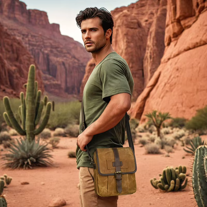 Sacs à bandoulière en toile et cuir pour hommes
