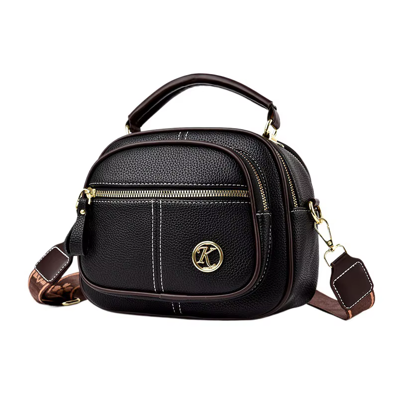 Sac bandoulière polyvalent décontracté pour femme à trois compartiments, sac à main de loisirs de grande valeur en PU, sac carré moyen à texture douce