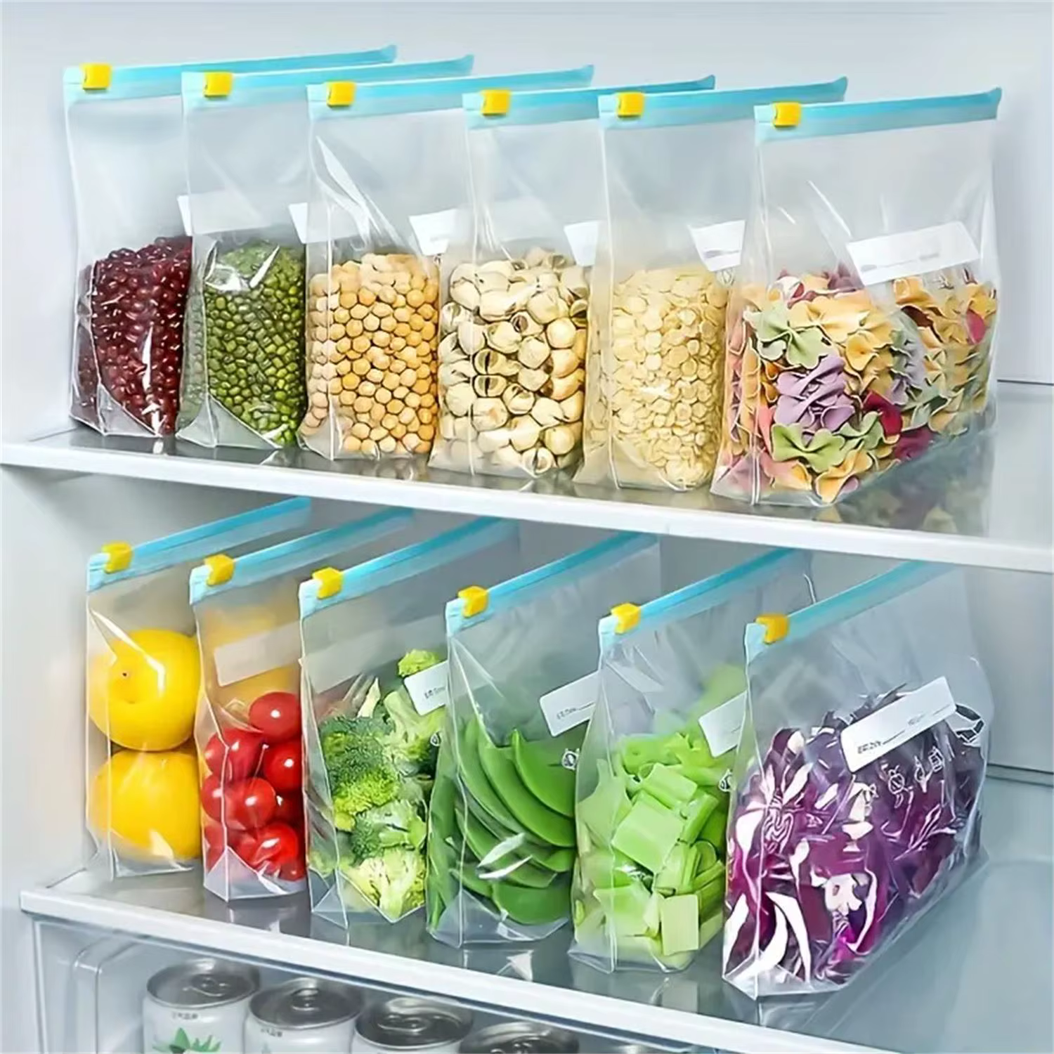 45 pièces sac à fermeture éclair réutilisable Stand Up Zip fermé sac de congélateur en plastique fruits légumes Ziplock cuisine stockage des aliments organisateur pochette