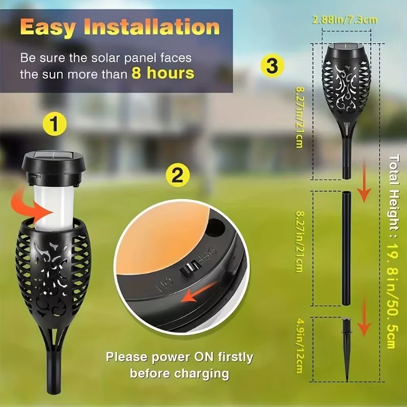 12LED flamme solaire lumière extérieure