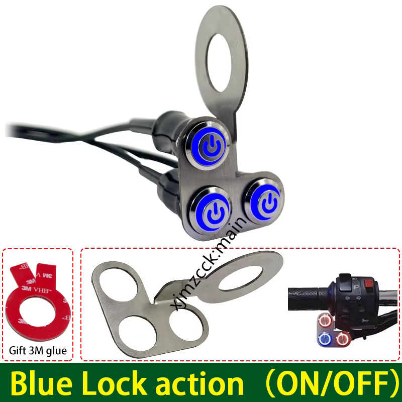 LED moto interrupteur marche + arrêt guidon montage en alliage d'aluminium étanche 12V antibrouillard lampes moto klaxon bouton poussoir 16mm 22mm