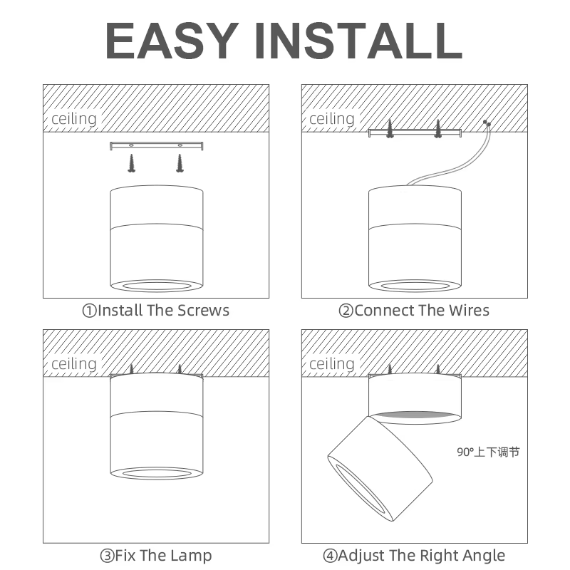 Spot lumineux de plafond pliable au coucher du soleil, plafonnier monté en Surface pour salon, couloir, éclairage intégré