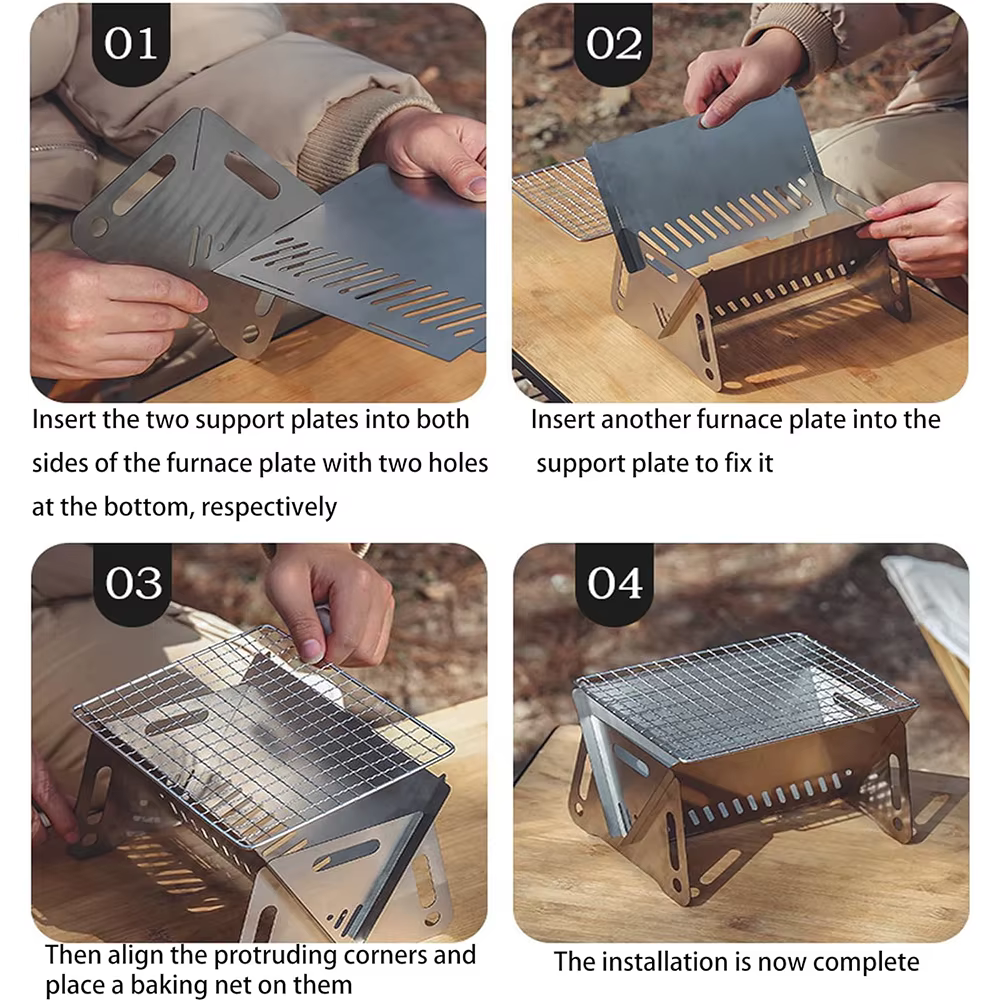 Réchaud de camping avec grille de barbecue
