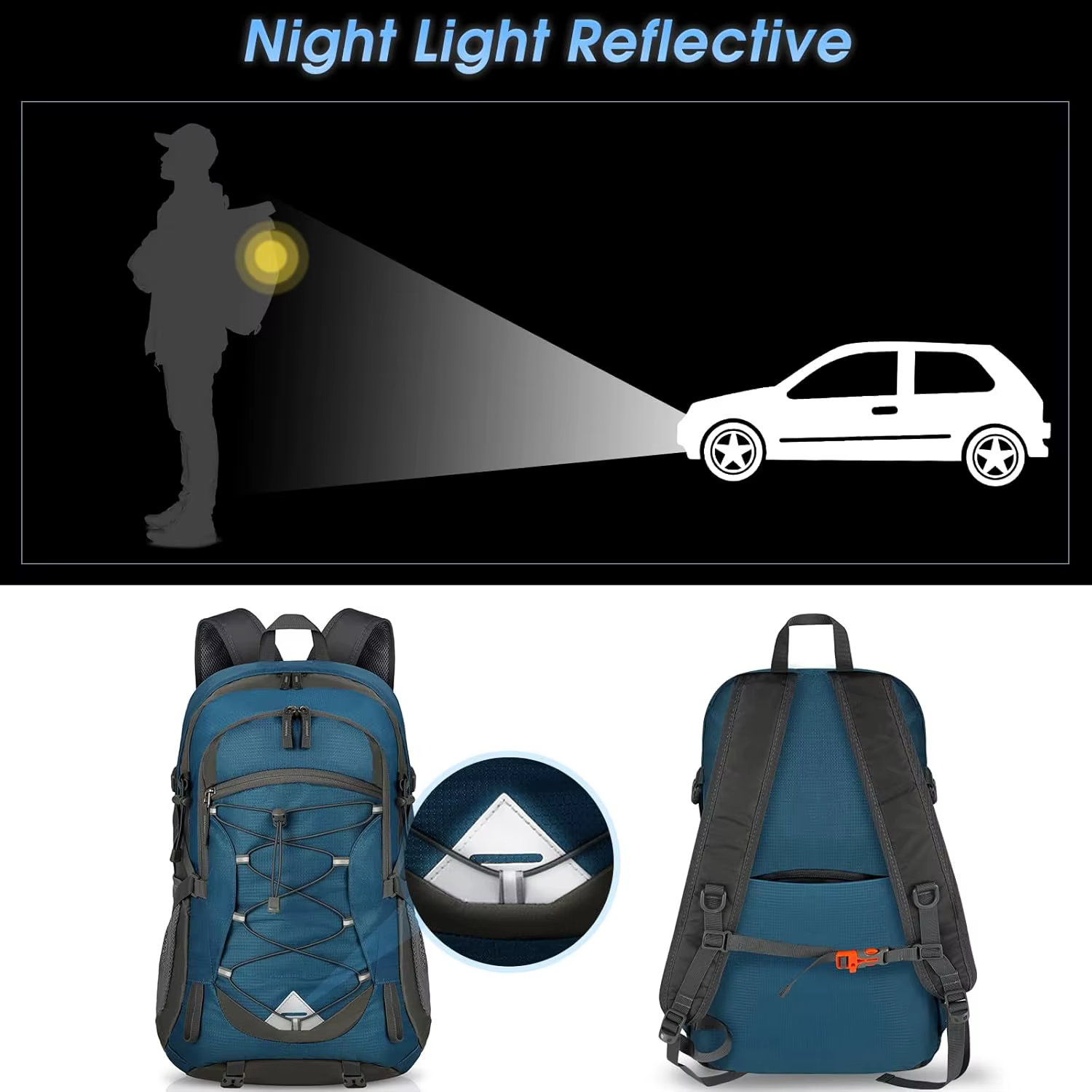 RAINSMORE Sac à dos de randonnée léger 40L Sac à dos de camping étanche Sac à dos pliable pour femmes et hommes Sac à