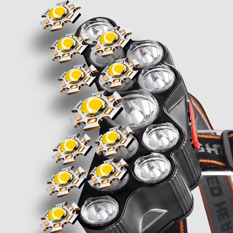 Lampe frontale puissante à 5/11 LED