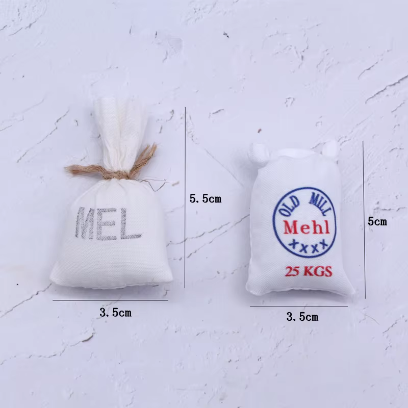 Mini sac à farine pour maison de poupée, 1 pièce, scène de nourriture et de jeu, décor de cuisine, sac d'assaisonnement de poche, bâton roulant, accessoires de plaque de cuisson