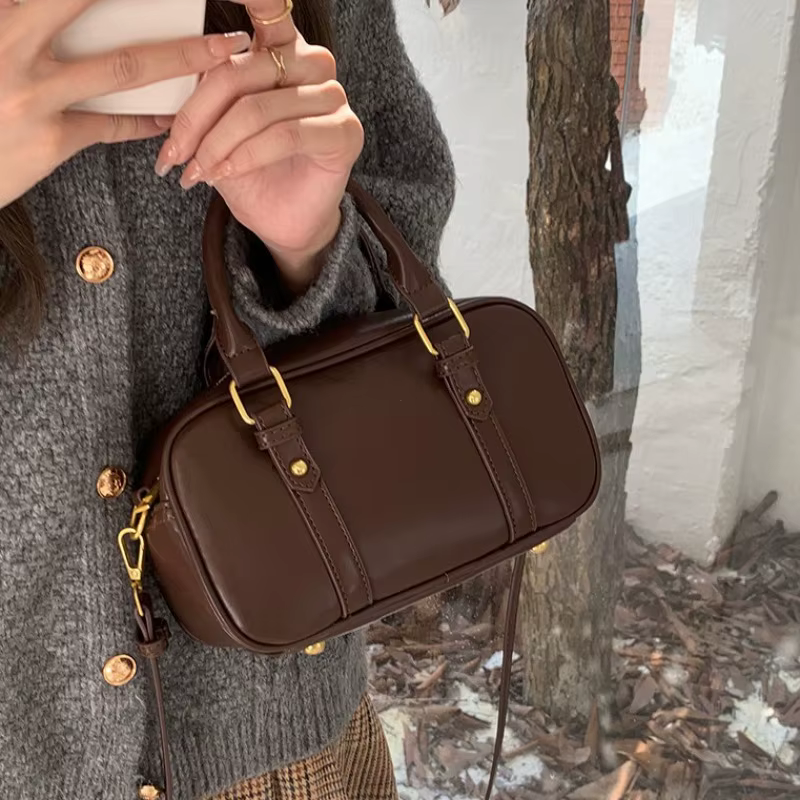 Vintage Maillard dames Pu sac à bandoulière en cuir rétro couleur unie femmes sacs à bandoulière Simple décontracté femme sacs à main sac à main