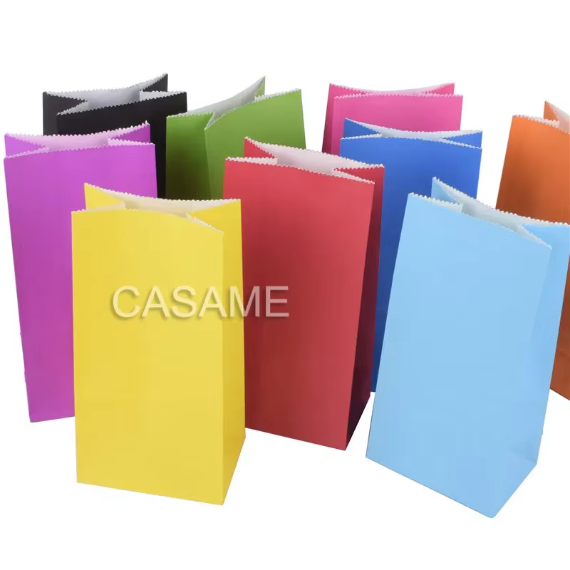 Mini sacs en papier Kraft 10 pièces/lot, sacs à points debout, fête d'anniversaire pour enfants, papier alimentaire, sceau Kraft, emballage cadeau, fournitures de sacs de friandises