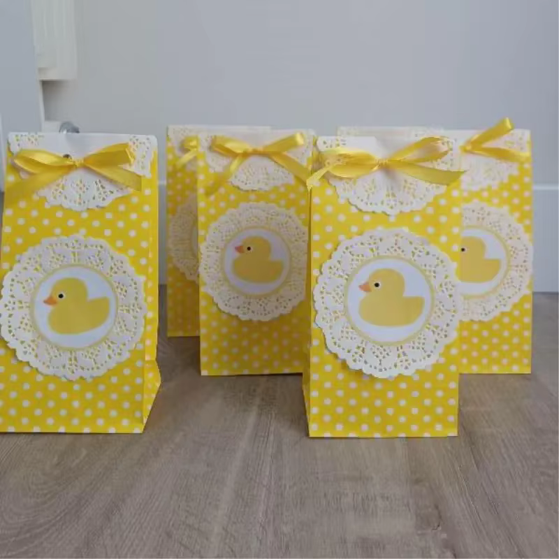 Mini sacs en papier Kraft 10 pièces/lot, sacs à points debout, fête d'anniversaire pour enfants, papier alimentaire, sceau Kraft, emballage cadeau, fournitures de sacs de friandises