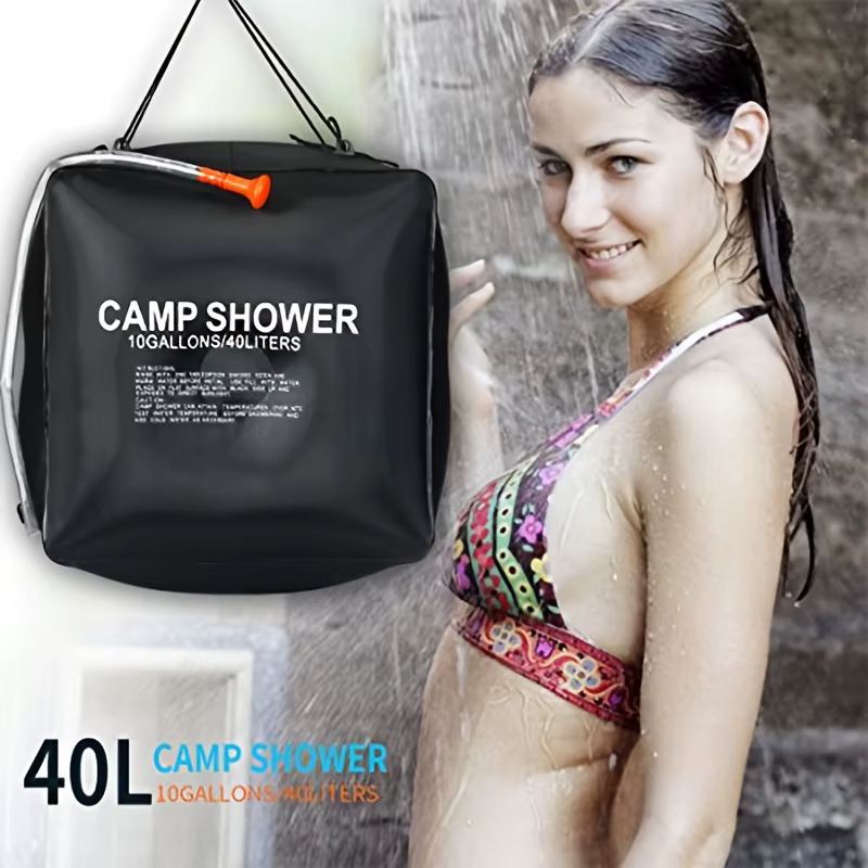 Sac de douche de camping 40L. Sac à eau portable pour l'extérieur avec grande capacité et douchette réglable